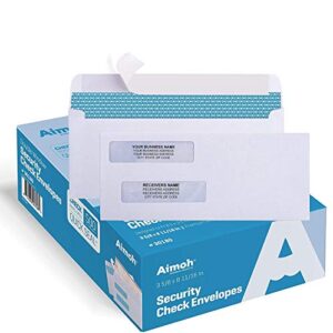 500#8 double window self seal security envelopes – for business checks, quickbooks & quicken checks, size 3 5/8 x 8 11/16 inches – checks fit perfectly – not for invoices, 500 count(30180)