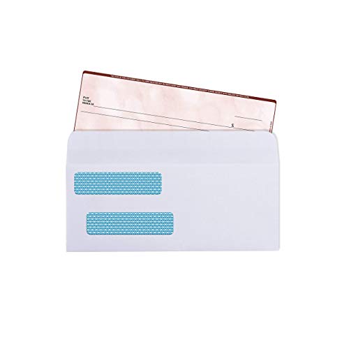 500#8 Double Window Self Seal Security Envelopes - for Business Checks, QuickBooks & Quicken Checks, Size 3 5/8 x 8 11/16 Inches - Checks Fit Perfectly - Not for Invoices, 500 Count(30180)