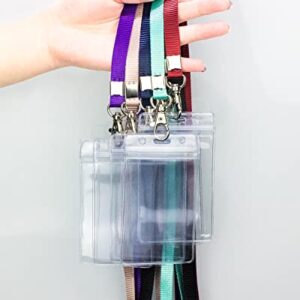 Teskyer Clear ID Badge Holder with Lanyard, Waterproof Extra Thick Plastic ID Card Holder with Resealable Zip, 2.5" x 3.5" Inner Size, Vertical Style, Set of 3, Black