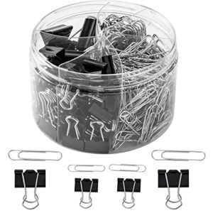 340pcs paper clips binder clips paperclips small binder clips paper clips assorted sizes (black)