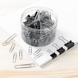 340PCS Paper Clips Binder Clips Paperclips Small Binder Clips Paper Clips Assorted Sizes (Black)