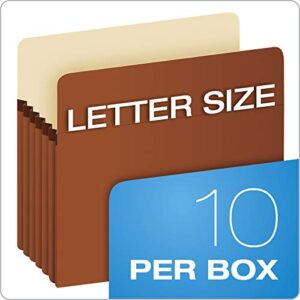 Pendaflex Expanding File Pockets, Letter Size, 5.25" Expansion, Reinforced with DuPont™ Tyvek® Material, Letter Size, Redrope, 10 Per Box (1534G-OX)