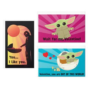 hallmark kids baby yoda mini valentines day cards assortment (18 classroom cards with envelopes)