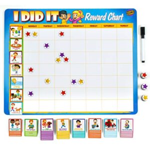 kids behavior reward chart – 63 chores as potty train, & more. “thick magnetic” responsibility chart board/tasks-for multiple kids