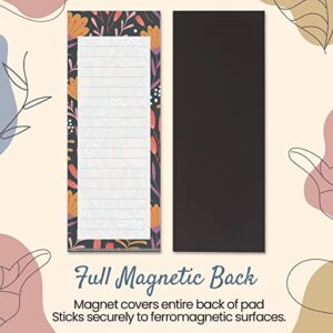 Grocery List Magnet Pad for Fridge, 6-Pack Magnetic Note Pads Lists, 60 Sheets Per Pad, 6 Cute Floral Designs, Full Magnet Back To-Do-List Notepads