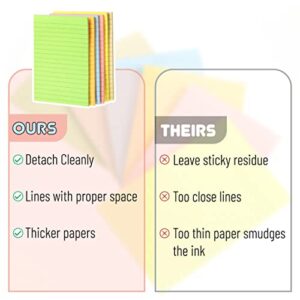 Mr. Pen- Lined Sticky Notes 4x6, 6 Pads, 45 Sheets/Pad, Pastel Color, Sticky Notes with Lines, Sticky Pads, Sticky Note Pads, Colorful Sticky Notes, Stickies Notes, Ruled Post Stickies