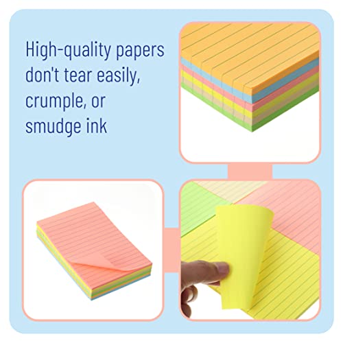 Mr. Pen- Lined Sticky Notes 4x6, 6 Pads, 45 Sheets/Pad, Pastel Color, Sticky Notes with Lines, Sticky Pads, Sticky Note Pads, Colorful Sticky Notes, Stickies Notes, Ruled Post Stickies