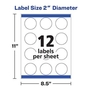 Avery 2" Glossy White Round Labels, Sure Feed, Full Bleed --Print to the Edge, 120 Thank You Labels (22807)