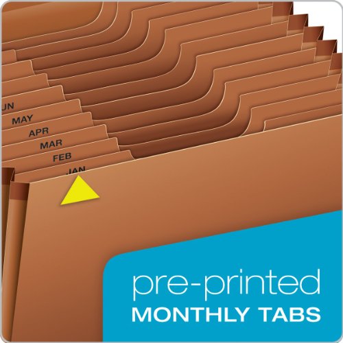 Globe Weis /Pendaflex Heavy Duty Expanding File with Flap, 12 Monthly Pockets, 1/3 Cut Tabs, Brown, Letter Size (R117MLHD)