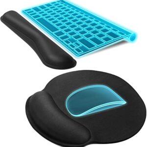 KTRIO Ergonomic Mouse Pad with Wrist Support, Comfortable Keyboard Wrist Rest, Memory Foam Wrist Pad for Keyboard, Mouse Pad Sets for Easy Typing & Pain Relief for Computer, Office & Home, Black