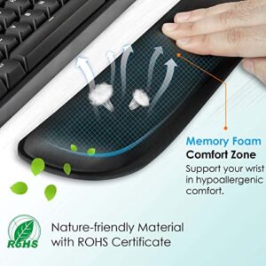 KTRIO Ergonomic Mouse Pad with Wrist Support, Comfortable Keyboard Wrist Rest, Memory Foam Wrist Pad for Keyboard, Mouse Pad Sets for Easy Typing & Pain Relief for Computer, Office & Home, Black