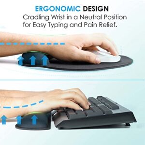 KTRIO Ergonomic Mouse Pad with Wrist Support, Comfortable Keyboard Wrist Rest, Memory Foam Wrist Pad for Keyboard, Mouse Pad Sets for Easy Typing & Pain Relief for Computer, Office & Home, Black