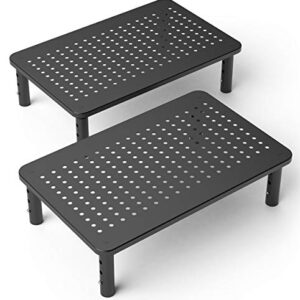 2 Pack Premium Laptop PC Monitor Stand with Sturdy, Stable Black Metal Construction. Fashionable Riser Height Adjustable with Non-Skid Rubber. Perfect for Computer Monitor iMac Stand or Computer Shelf