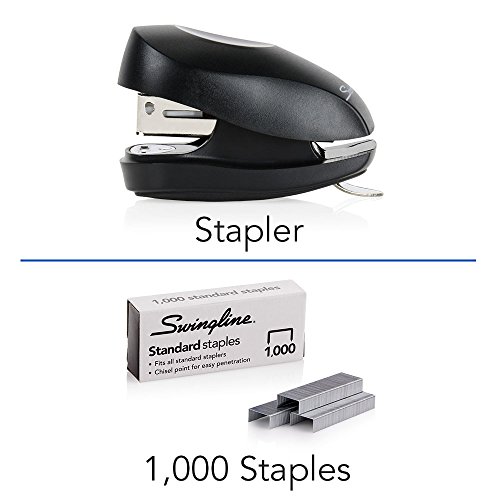 Swingline Mini Stapler, Tot, 12 Sheet Capacity, Includes Built-In Staple Remover & 1000 Standard Staples, Black (79171)