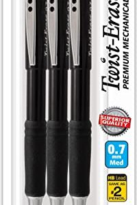 Mechanical Pencil, Pentel Twist Erase .7 MM, Twist-Erase III Automatic, 3 Pack, Black Barrels, Best Professional Pencils for School, Office & Home for Women & Men (QE517BP3)