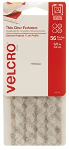 velcro brand – thin clear fasteners | general purpose/ low profile | perfect for home or office | 3/8″ circles , 56-count – clear