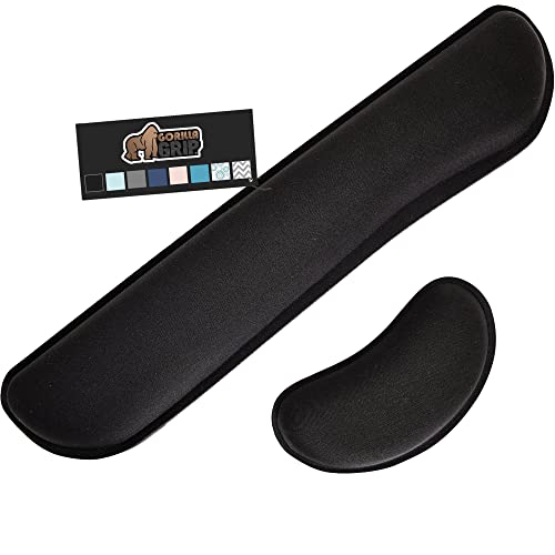 Gorilla Grip Soft Gel Memory Foam Ergonomic Wrist Rest, Slip Resistant, Comfortable Keyboard and Mouse Pad Cushion Set, Typing Pain Relief, Support for Office Computer Desks, Laptops, Gaming, Black