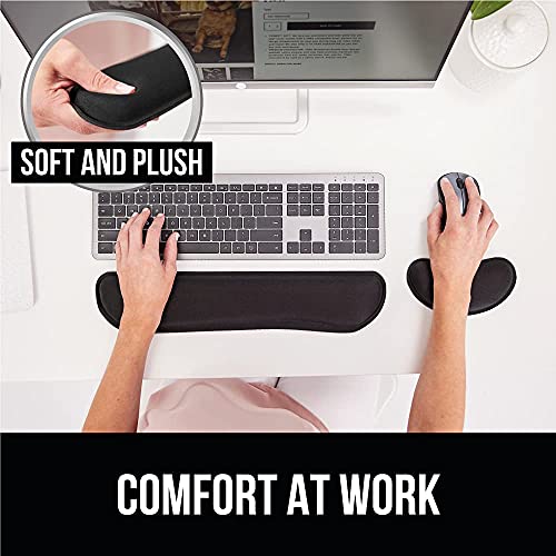 Gorilla Grip Soft Gel Memory Foam Ergonomic Wrist Rest, Slip Resistant, Comfortable Keyboard and Mouse Pad Cushion Set, Typing Pain Relief, Support for Office Computer Desks, Laptops, Gaming, Black