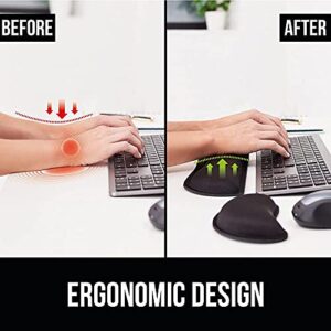 Gorilla Grip Soft Gel Memory Foam Ergonomic Wrist Rest, Slip Resistant, Comfortable Keyboard and Mouse Pad Cushion Set, Typing Pain Relief, Support for Office Computer Desks, Laptops, Gaming, Black