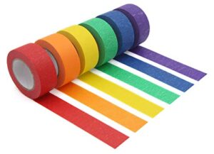 colored masking ,painters tape for arts & crafts, labeling or coding – art supplies for kids – 6 different color rolls -1 inch x 13 yards (2.4cm x 12m)