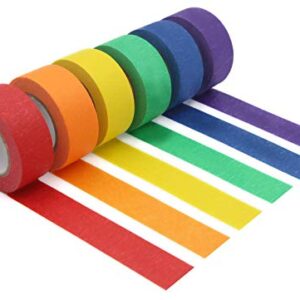 Colored Masking ,Painters Tape for Arts & Crafts, Labeling or Coding - Art Supplies for Kids - 6 Different Color Rolls -1 Inch x 13 Yards (2.4cm X 12m)