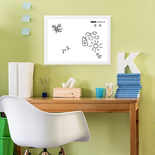 Quartet Magnetic Whiteboard, 17" x 23" Small White Board for Wall, Dry Erase Board for Kids, Perfect for Home Office & Home School Supplies, Dry Erase Marker, Magnets, White Frame (MDW1723W-AZS)