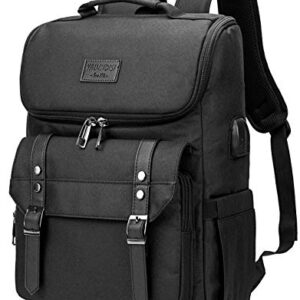 Vintage Backpack Travel Laptop Backpack with usb Charging Port for Women & Men School College Students Backpack Fits 15.6 Inch Laptop Black