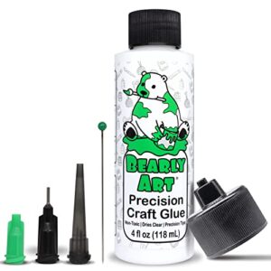 bearly art precision craft glue – the original – 4fl oz – tip kit included – dries clear – metal tip – wrinkle resistant – flexible and crack resistant – strong hold adhesive – made in usa
