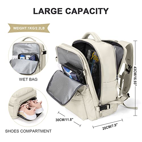 Large Travel Backpack Women, Carry On Backpack,Hiking Backpack Waterproof Outdoor Sports Rucksack Casual Daypack School Bag Fit 14 Inch Laptop with USB Charging Port Shoes Compartment