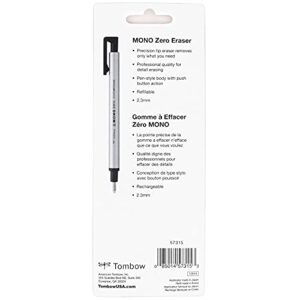 Tombow 57315 Mono Zero Eraser and Refill Value Pack, Round 2.3mm. Precision Tip Pen-Style Eraser with Refill