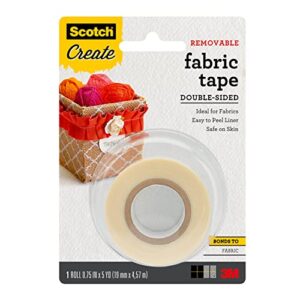 scotch removable fabric tape, 3/4 in x 180 in, 1/pack, removable and double sided (ftr-1-cft)