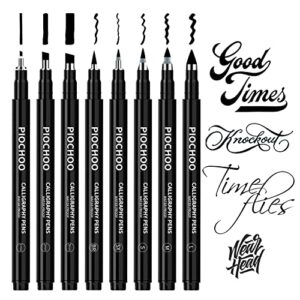 piochoo calligraphy pens,8 size calligraphy pens for writing,brush pens calligraphy set for beginners, hand lettering pens