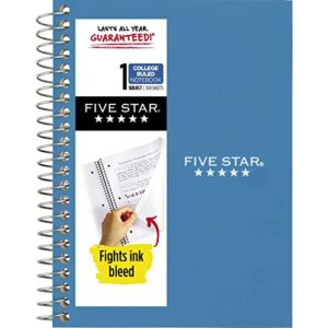 five star personal spiral notebook, 1-subject, college ruled paper, 7″ x 4-3/8″, small size, 100 sheets, teal blue (45484aa4)