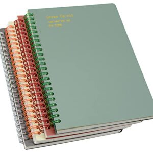 Yansanido Spiral Notebook, 4 Pcs 8.3 Inch x 5.9 Inch A5 Thick Plastic Hardcover 8mm Ruled 4 Color 80 Sheets -160 Pages Journals for Study and Notes (style 10-Wine Red,Brown,Green,ivory, A5)