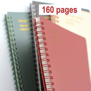 Yansanido Spiral Notebook, 4 Pcs 8.3 Inch x 5.9 Inch A5 Thick Plastic Hardcover 8mm Ruled 4 Color 80 Sheets -160 Pages Journals for Study and Notes (style 10-Wine Red,Brown,Green,ivory, A5)