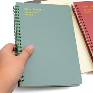 Yansanido Spiral Notebook, 4 Pcs 8.3 Inch x 5.9 Inch A5 Thick Plastic Hardcover 8mm Ruled 4 Color 80 Sheets -160 Pages Journals for Study and Notes (style 10-Wine Red,Brown,Green,ivory, A5)