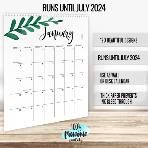 Aesthetic 2023 Floral Wall Calendar - Runs Until July 2024 - The Perfect Office Supplies for Women With Monthly Seasonal Designs for Easy Planning