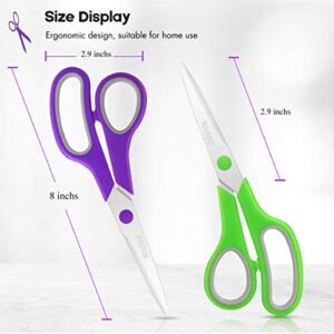 Scissors Bulk Set of 5-Pack, Niutop 8" Multipurpose Sharp Sewing Craft Fabric Scissors for Office Home High/Middle School Student Office Teacher Art Supplies, Soft Comfort-Grip Right/Left Handles