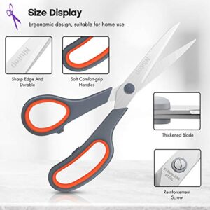 Scissors Bulk Set of 5-Pack, Niutop 8" Multipurpose Sharp Sewing Craft Fabric Scissors for Office Home High/Middle School Student Office Teacher Art Supplies, Soft Comfort-Grip Right/Left Handles