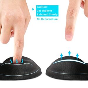 Mouse Pad, SOQOOL 2 Pack Ergonomic Mouse Pads with Comfortable and Cooling Gel Wrist Rest Support and Lycra Cloth, Non-Slip PU Base for Easy Typing Pain Relief, Durable and Washable for Easy Cleaning