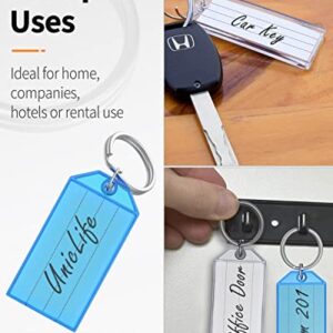 Uniclife 20 Pack Tough Plastic Key Tags with Split Ring Label Window, Assorted Colors