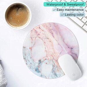 ITNRSIIET Marble Round Mouse Pad, Pink Marble Customized Premium-Textured Mouse Mat,Washable Mousepads with Lycra Cloth, Non-Slip Rubber Base Small Mousepad, 7.87×7.87×0.12 inches (Pink Marble)