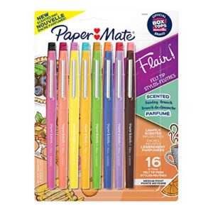 paper mate flair scented felt tip pens, assorted sunday brunch scents and colors, 0.7mm, 16 count