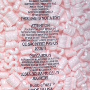 Bubblefast! Brand 3.5 cu. ft. (22.5 Gallons) Pink Anti-Static Packing Peanuts Popcorn