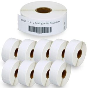 betckey – compatible dymo 30252 (1-1/8″ x 3-1/2″) address & barcode labels – compatible with rollo, dymo labelwriter 450, 4xl & zebra desktop printers[10 rolls/3500 labels]