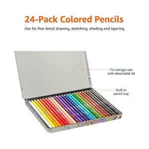 Amazon Basics Premium Colored Pencils, Soft Core, 24 Count (Pack of 1)