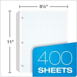 Oxford Filler Paper, 8-1/2" x 11", 4 x 4 Graph Rule, 3-Hole Punched, Loose-Leaf Paper for 3-Ring Binders, 400 Sheets Per Pack (62360)