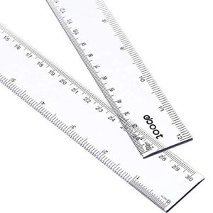 2 pack plastic ruler straight ruler plastic measuring tool for student school office (clear, 12 inch)