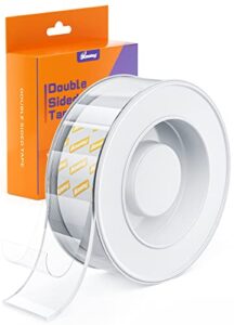 ikeelsy double sided tape removable 1.18″ x 120”, clear & tough nano double sided tape heavy duty, multipurpose tape picture hanging strip adhesive poster carpet tape