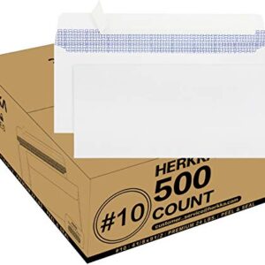 #10 Security Self-Seal Envelopes, No.10 Windowless Bussiness Envelopes, Security Tinted with Printer Friendly Design - Size 4-1/8 x 9-1/2 Inch - White - 24 LB - 500 Count